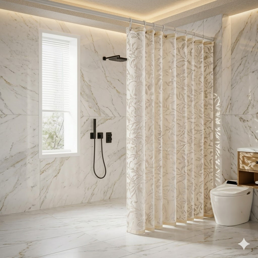 Women's Elegant Textured Botanical Shower Curtain Stornfield