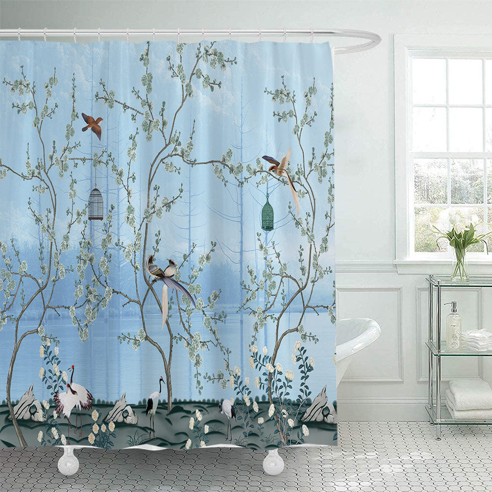 Artistic Nature-Themed Shower Curtain Stornfield