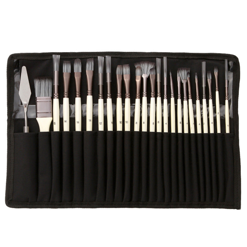Brush set 24-piece with roll-up case and palette knife | Stornfield