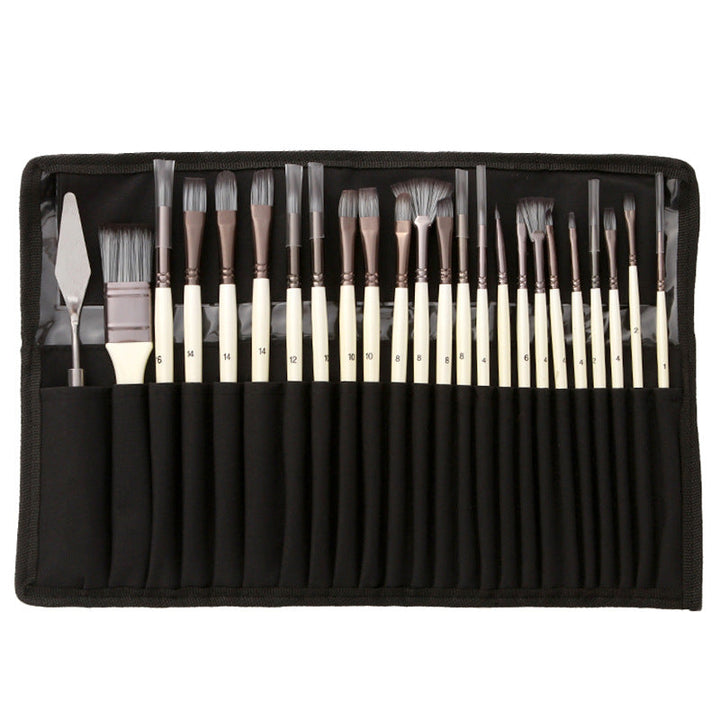 Brush set 24-piece with roll-up case and palette knife | Stornfield