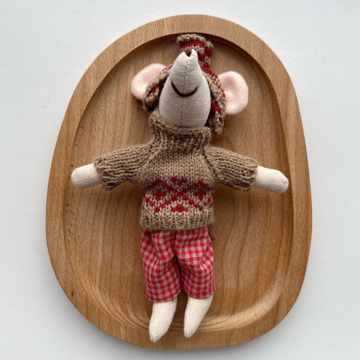 Handmade Organic Cotton Knit Mouse Plush Doll Set