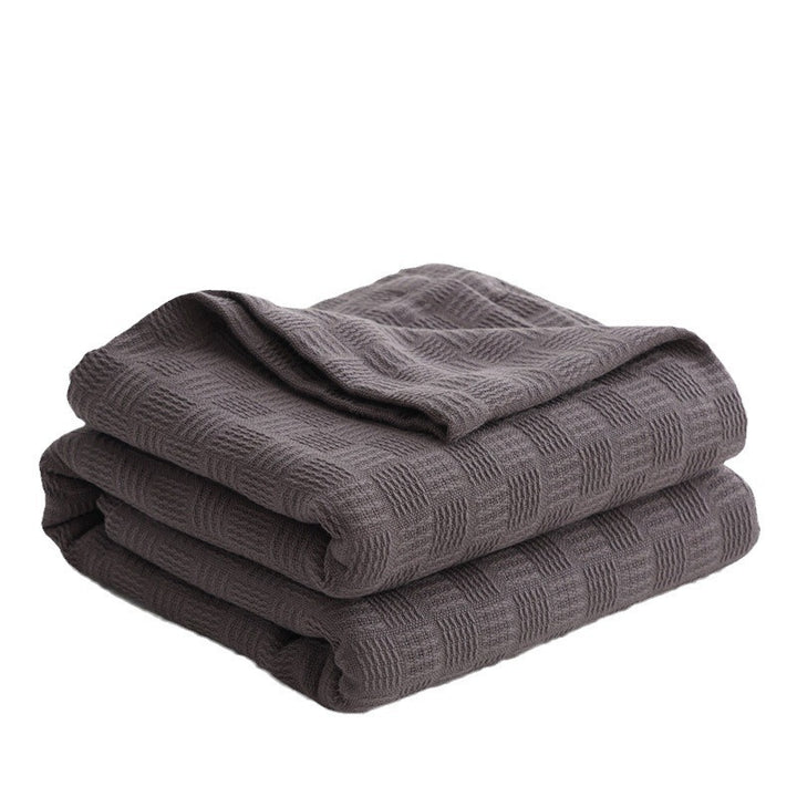 Textured Waffle Knit Cotton Throw Blanket