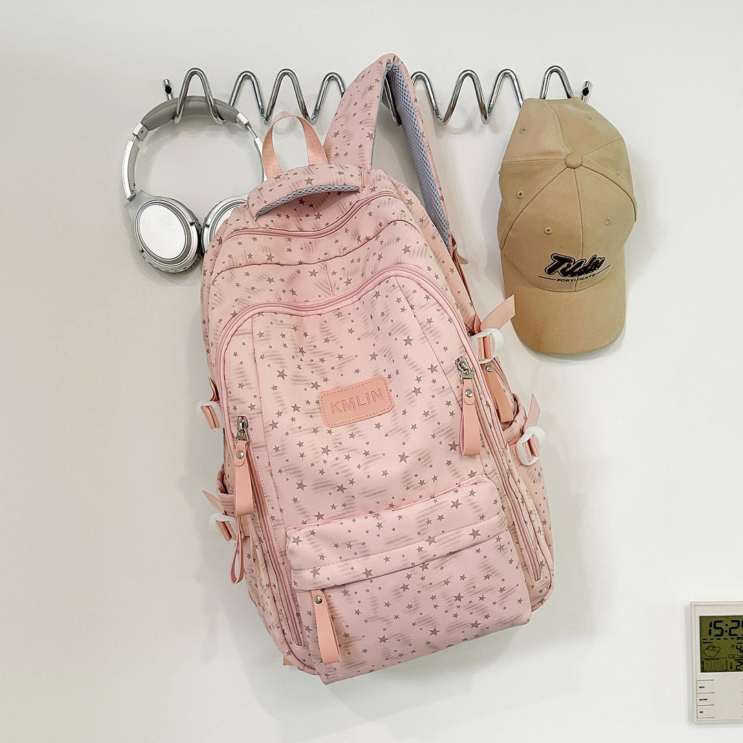 Stylish Multi-Pocket Star-Embellished Backpack Stornfield