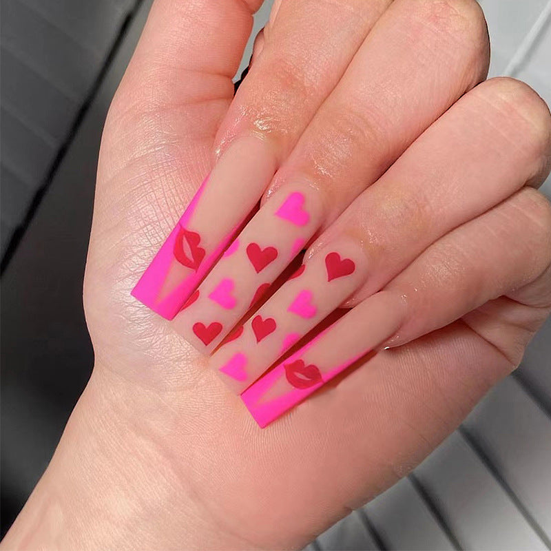 Nail art with heart and lip designs Stornfield