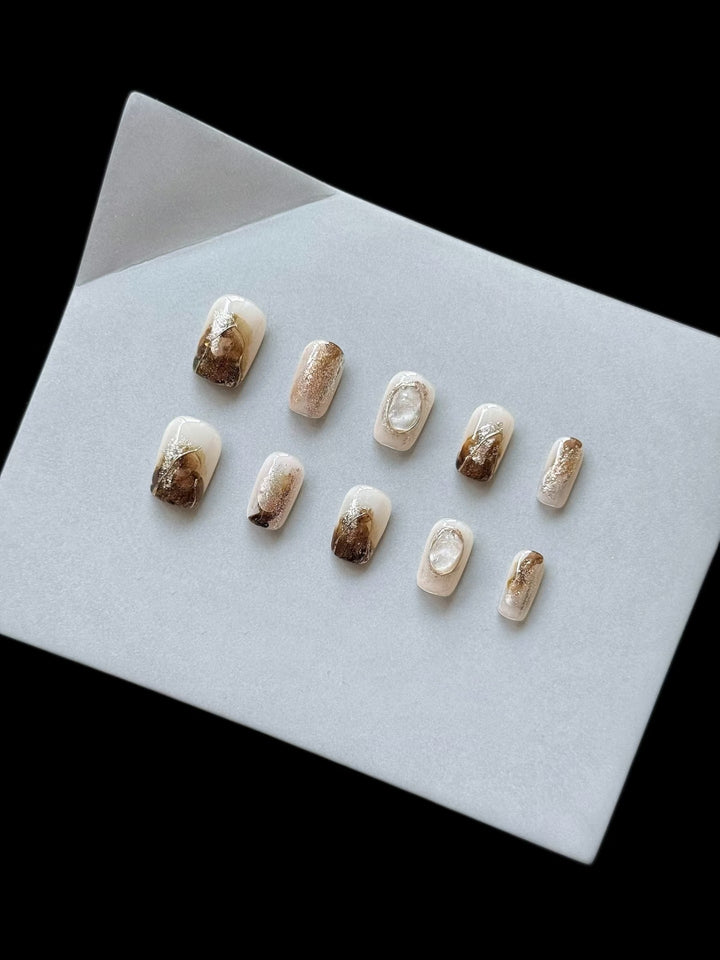 Decorative Marble Effect Press-On Nail Set