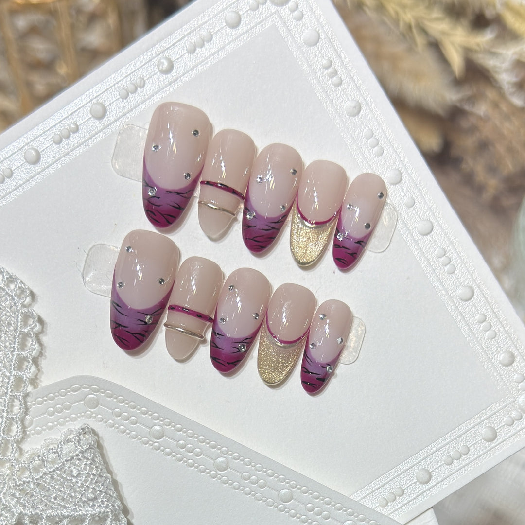Artistic Stiletto Press-On Nail Set with Rhinestone Accents Stornfield