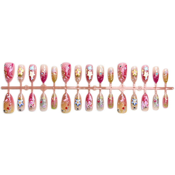 Artistic Floral Press-On Nail Set