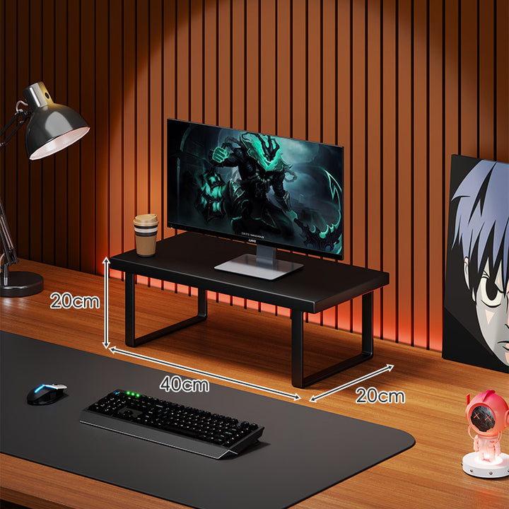 Wooden Monitor Riser Stand with Metal Frame and Cable Management