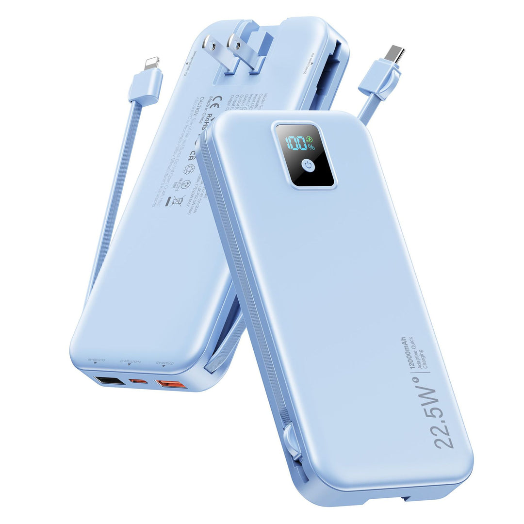 Power bank with digital LCD display and integrated charger Stornfield