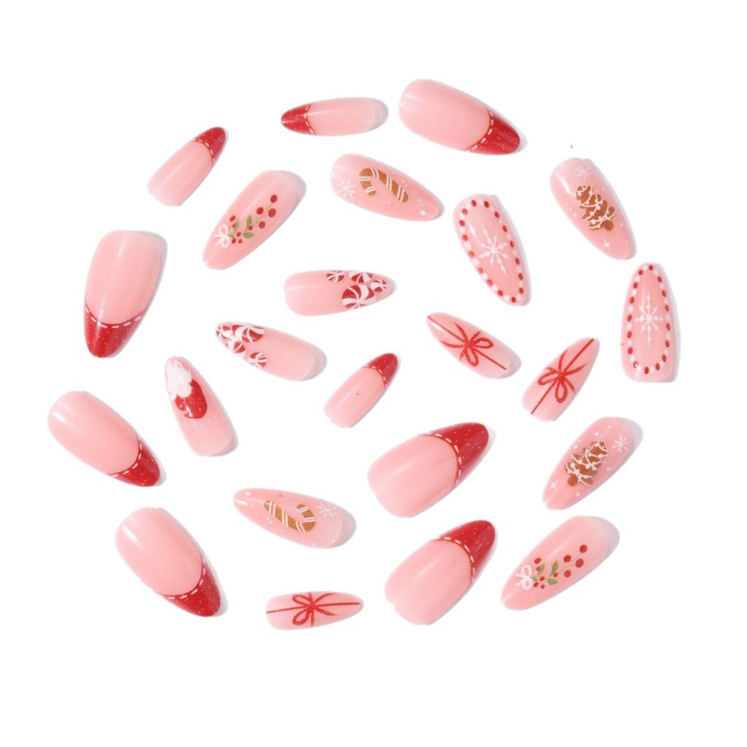 Artificial nail set with festive motifs and glitter accents Stornfield