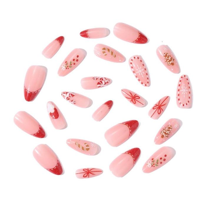 Artificial nail set with festive motifs and glitter accents Stornfield