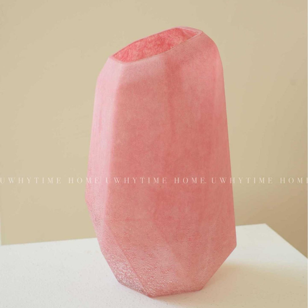 Geometric Matte Ceramic Tall Table Vase with Faceted Base Stornfield