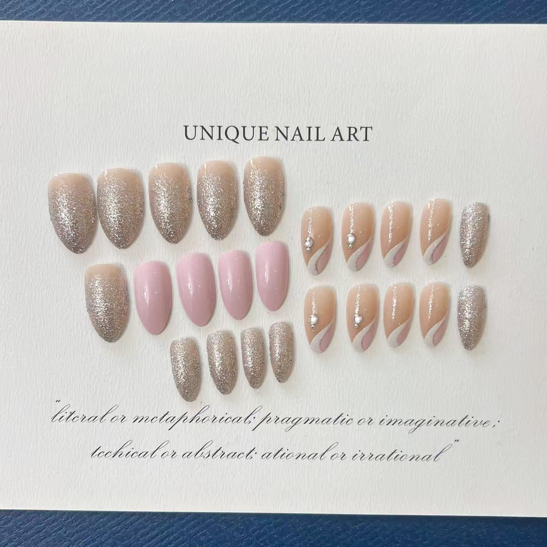 Elegant Artificial Nail Tips with Glitter Accents Stornfield