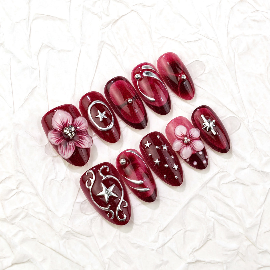 Decorative Floral Press-On Nail Kit