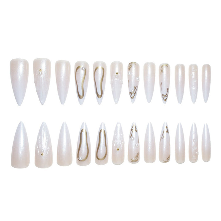 Artistic Press-On Nail Designs with Pearl Accents Stornfield