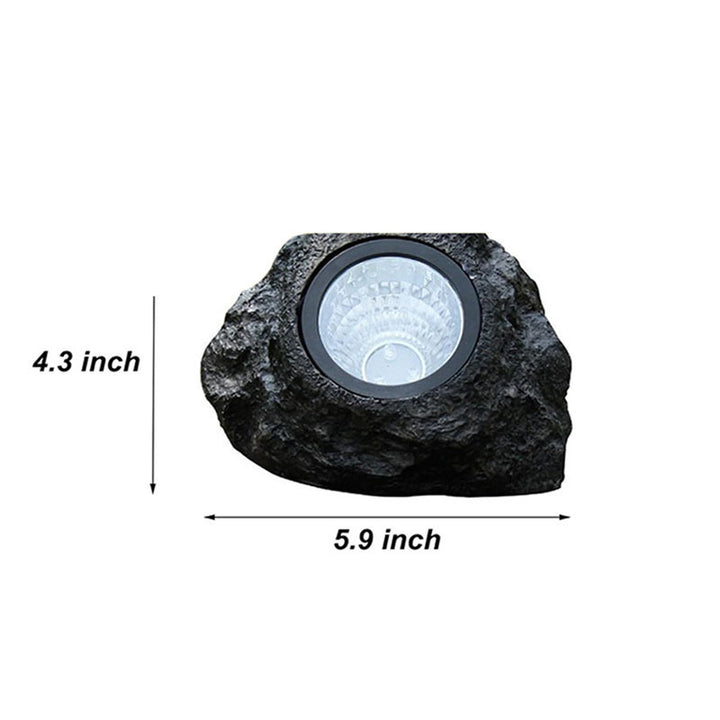 Solar-Powered LED Faux-Rock Garden Spotlight With Integrated Solar Panel And Weatherproof Textured Resin Housing Stornfield