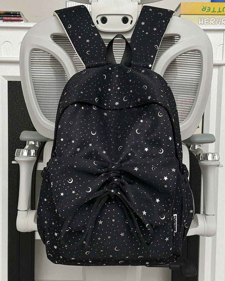 Starry Print Bow-Detail Backpack Stornfield