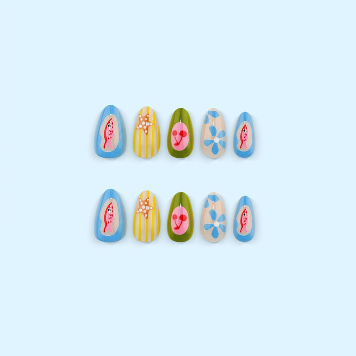 Artificial nails with playful fruit and flower motif Stornfield