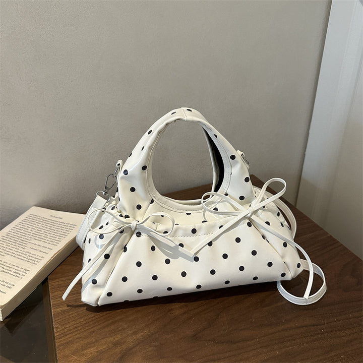 Playful Bow-Detail Polka Dot Handbag