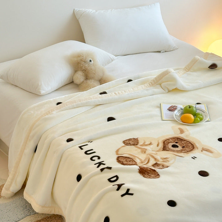 Plush Microfiber Cartoon Bear Fleece Throw Blanket