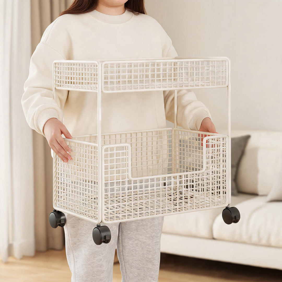 Three-Tier Slim Rolling Mesh Storage Cart