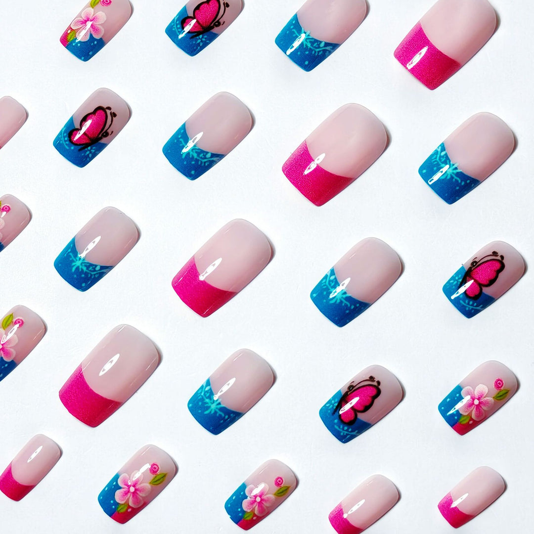 Artificial nails with creative flower and butterfly design Stornfield