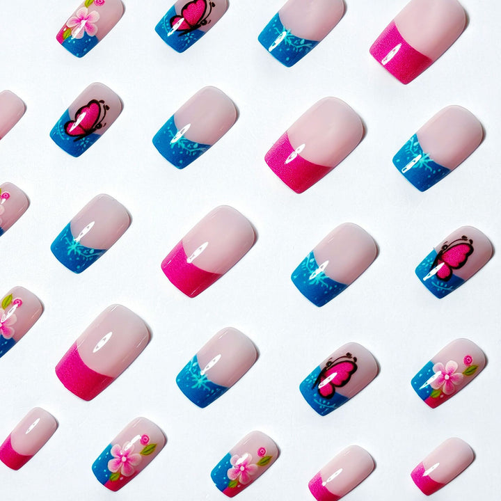 Artificial nails with creative flower and butterfly design Stornfield