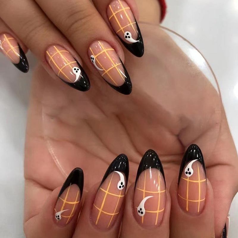 Artistic Ghost-Themed Press-On Nail Tips Stornfield