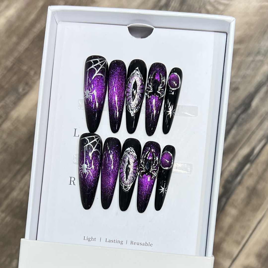 Glamorous Stiletto Press-On Nail Art Set with Celestial Design Stornfield