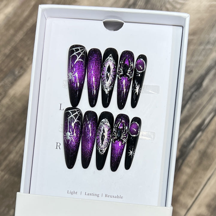 Glamorous Stiletto Press-On Nail Art Set with Celestial Design Stornfield