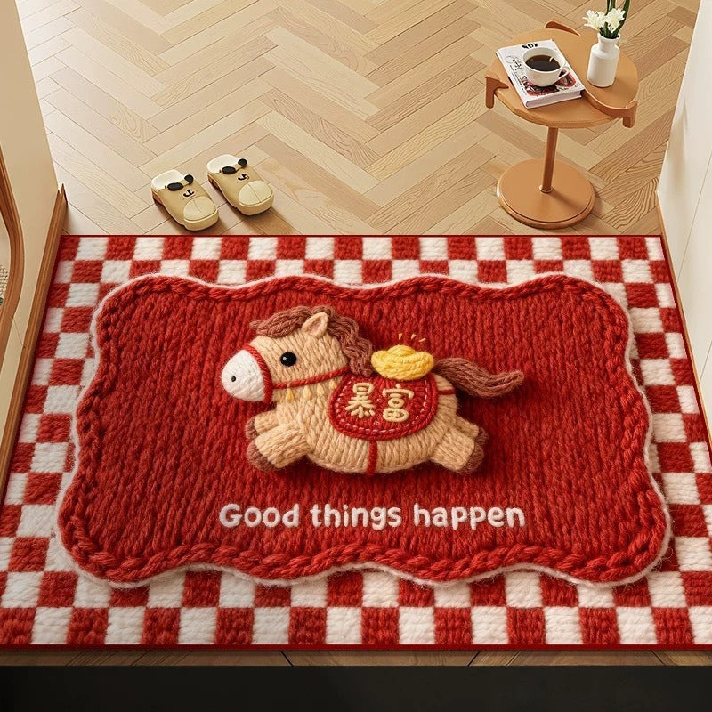 Cartoon Horse-Themed Area Mat