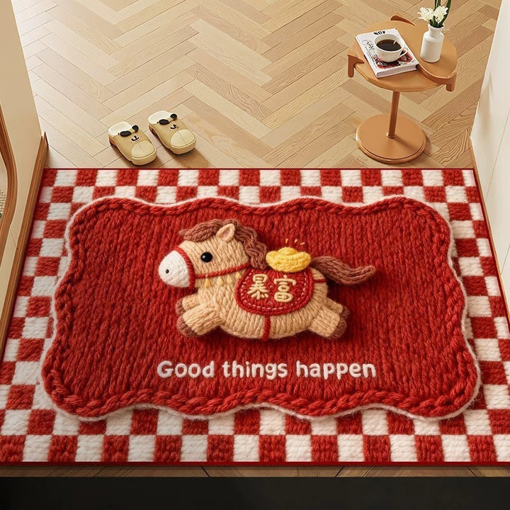 Cartoon Horse-Themed Area Mat
