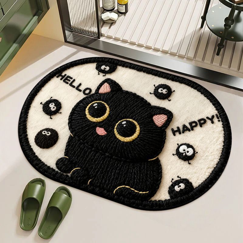 Playful Cat-Themed Bath Mat