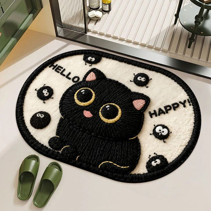 Playful Cat-Themed Bath Mat