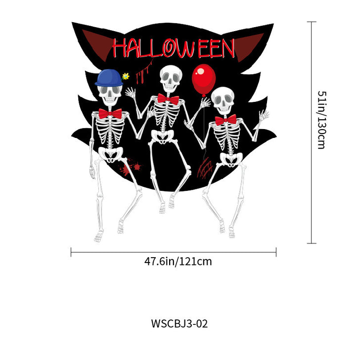 Large Halloween wall sticker vinyl with dancing skeletons and removable self-adhesive film