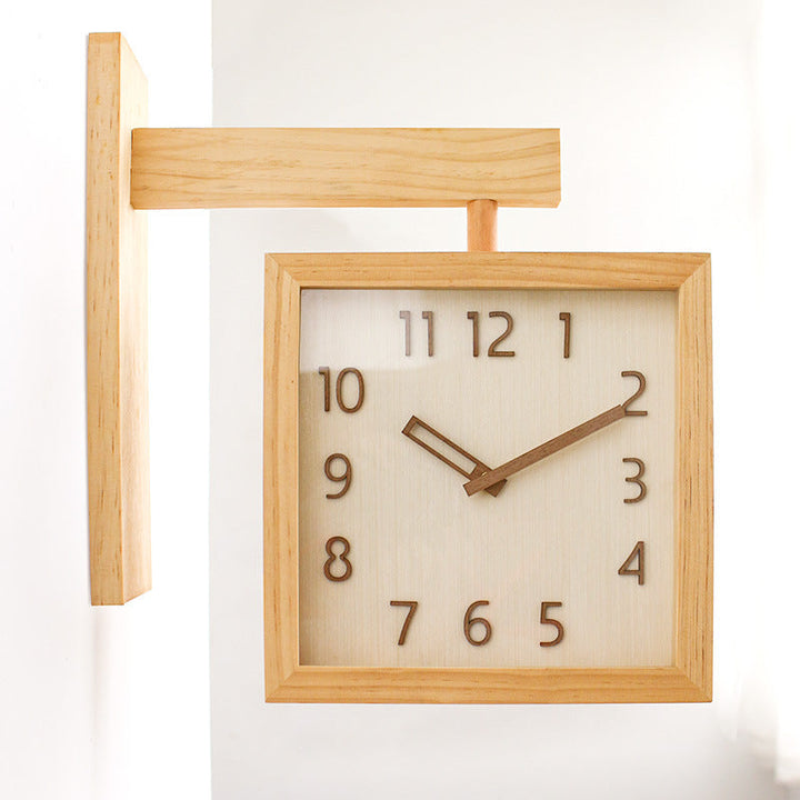 Stornfield | Two-Sided Corner Wall Wooden Analog Clock