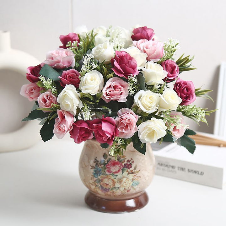 Lifelike Floral Arrangement in Modern Vase