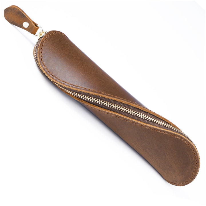 Leather Pencil Case with Zipper