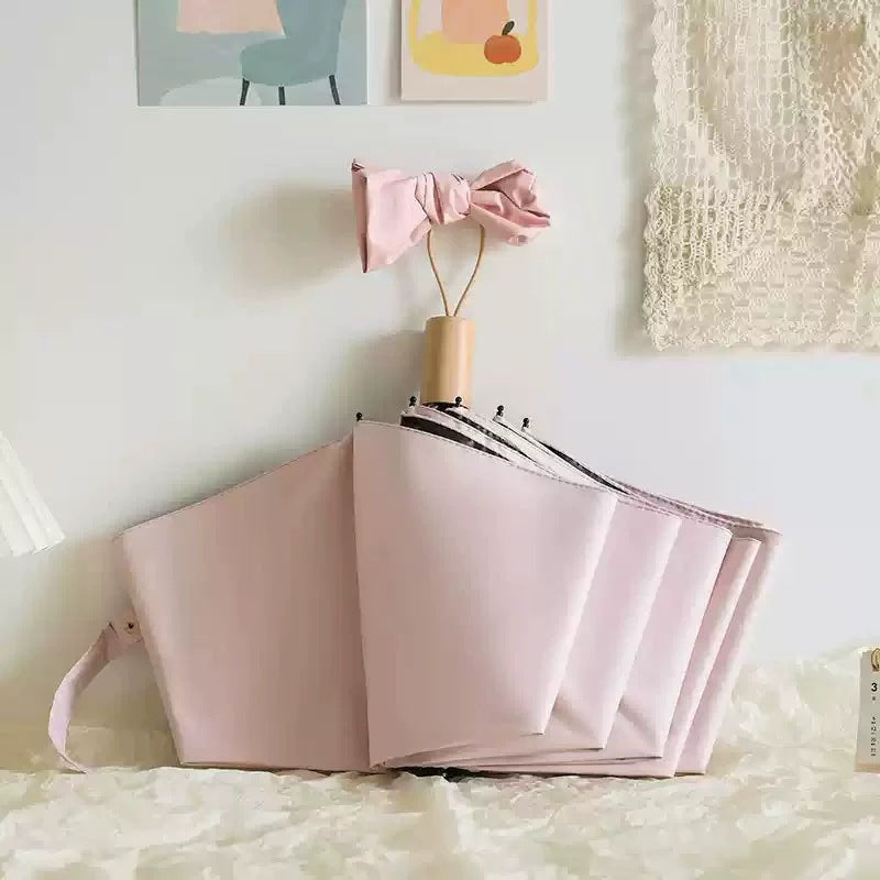 Women's Elegant Folding Umbrella with Wooden Handle Stornfield