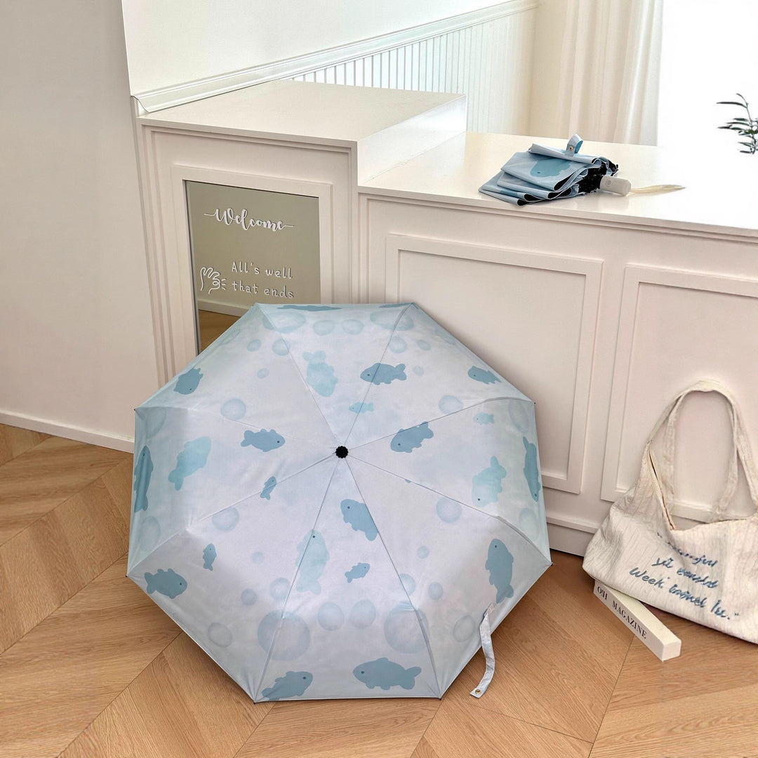 Women's foldable umbrella with unique fish pattern Stornfield