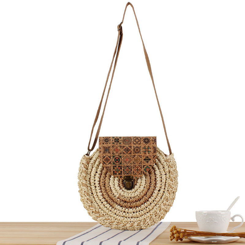 Round Bast Shoulder Bag with Unique Flap Closure Stornfield