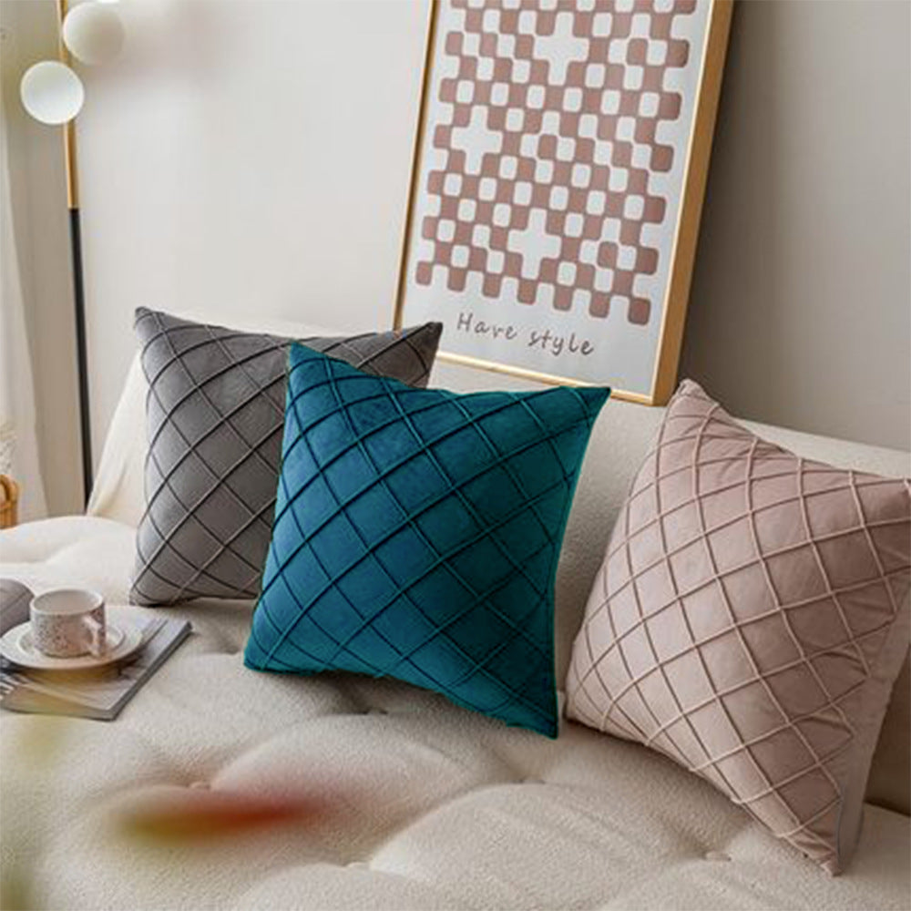 Square decorative cushion cover with raised diamond tufting and microvelvet finish Stornfield