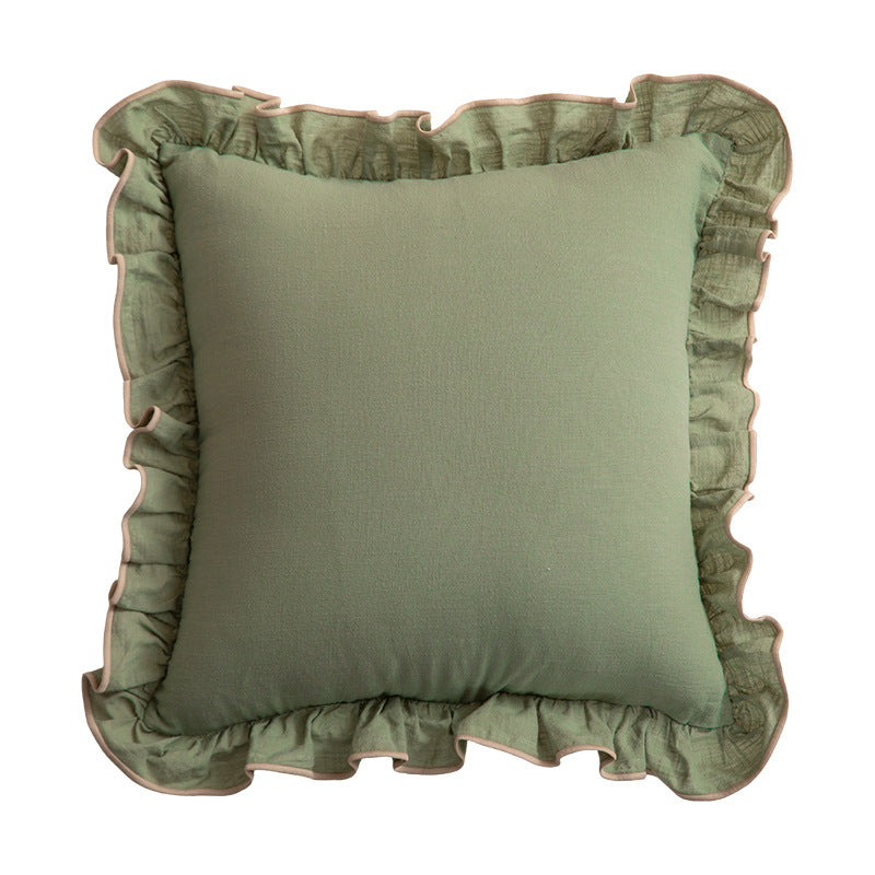 Decorative cushion with frill ruffle and linen texture Stornfield