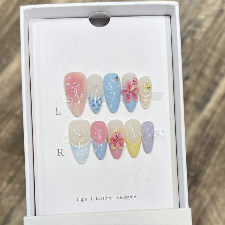 Artistic Floral Stiletto Press-On Nail Set Stornfield