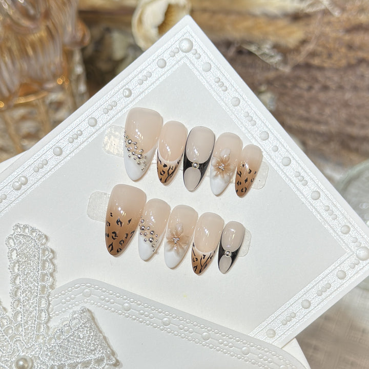 Artistic Leopard-Print Press-On Nail Set Stornfield