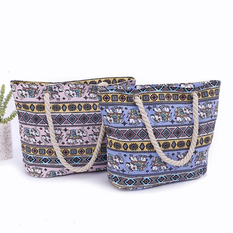 Large and Colorful Beach Bag with Mandala Pattern Stornfield