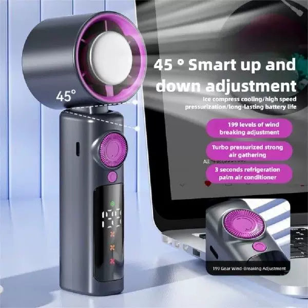 Unisex one size compact wireless turbine air circulator with digital LED display precise speed selection Stornfield
