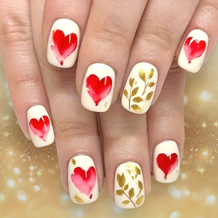 Romantic Heart-Designed Press-On Nail Art Set Stornfield