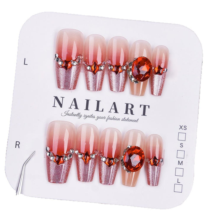 Designer Rhinestone-Embellished Press-On Nail Set Stornfield