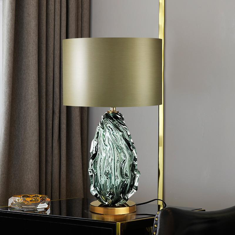 Textured Glass Table Lamp with Elegant Metal Shade